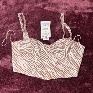 Zara Tan and Brown Bustier Crop Top